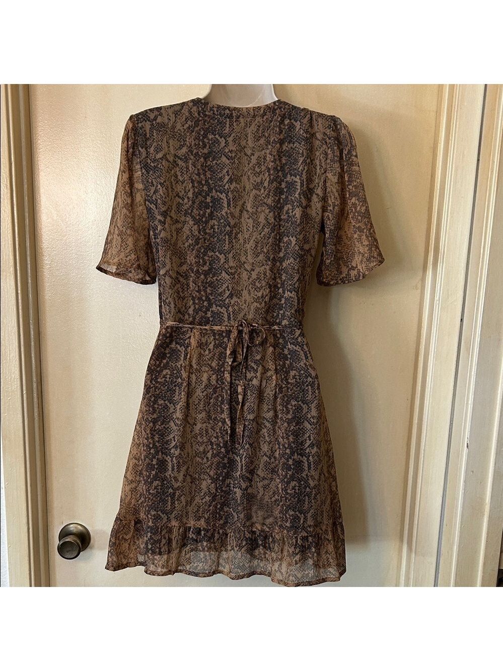 Abercrombie & Fitch Brown/Black Snakeskin Pattern Mini Dress size XS - Picture 7 of 11